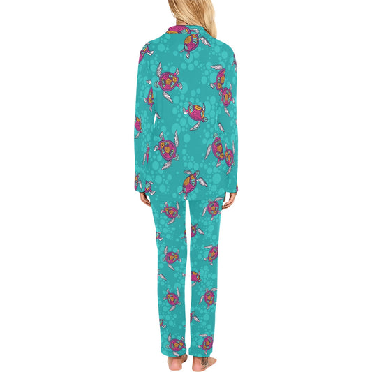 Sea Turtle Pattern Women's Long Pajama Set