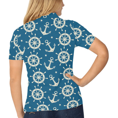 Anchor Pattern Print Design 01 Women's Polo Shirt