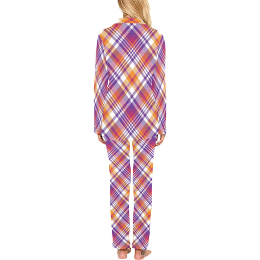 Madras Pattern Print Design 02 Women's Long Pajama Set