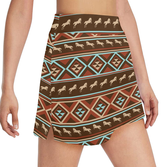 Western Horse Pattern Print LKS301 17" Golf & Pickleball Skort with Pockets