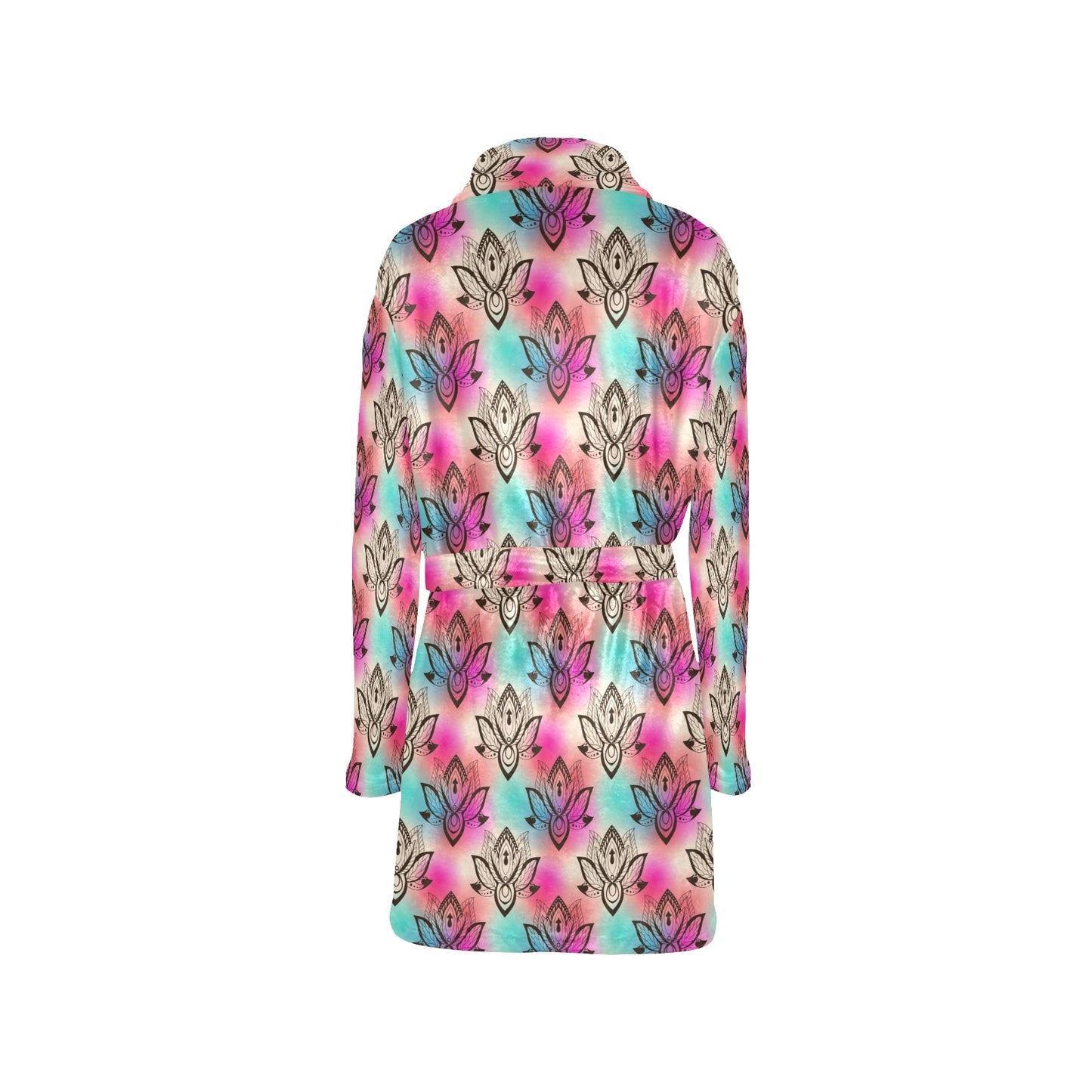 lotus Boho Pattern Print Design LO02 Women's Fleece Robe