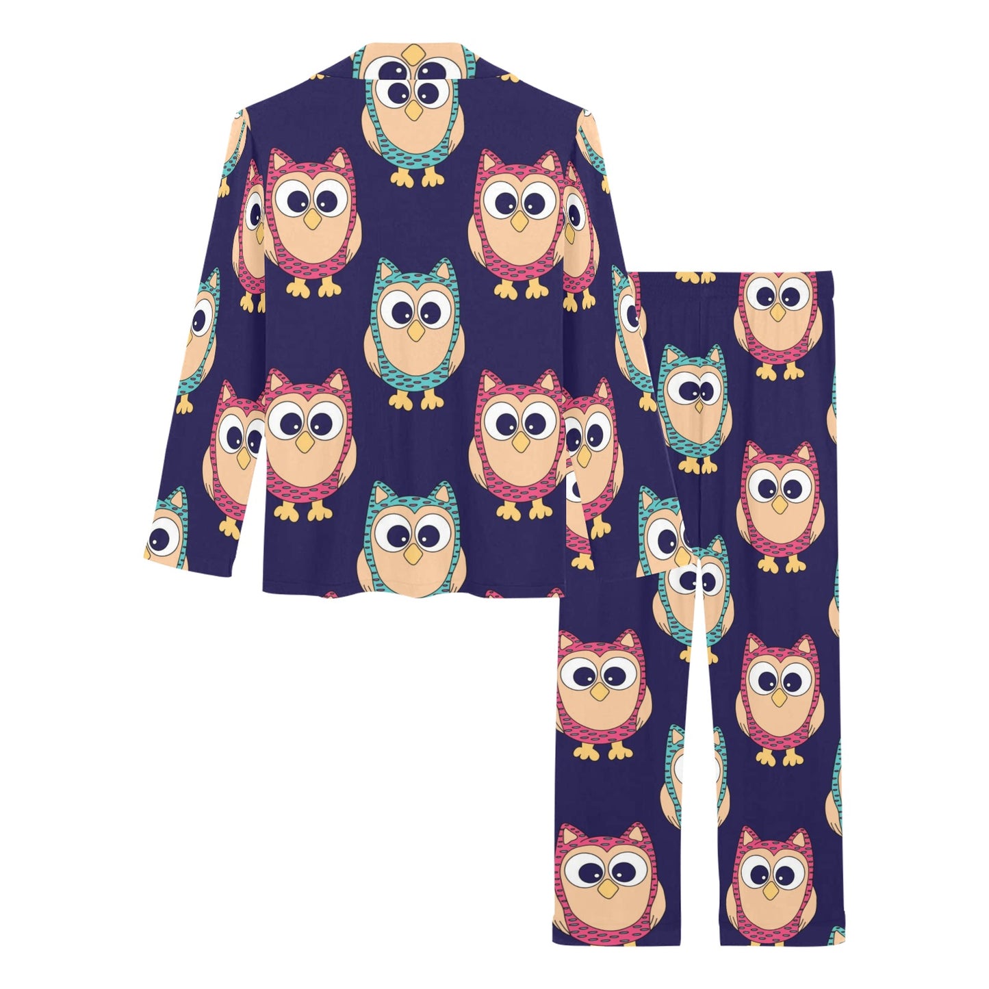 Owl Pattern Print Design A06 Women's Long Pajama Set