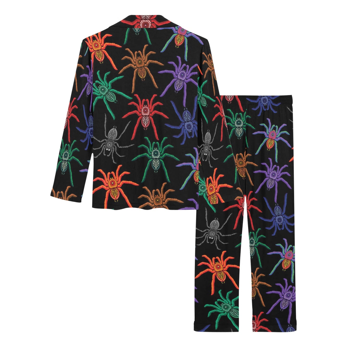Tarantula Neon Color Pattern Print Design 03 Women's Long Pajama Set