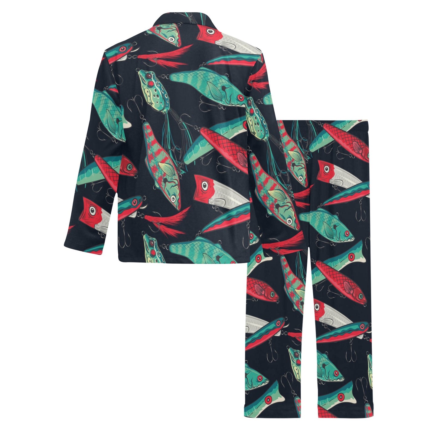 Fishing Bait Pattern Men's Long Pajama Set