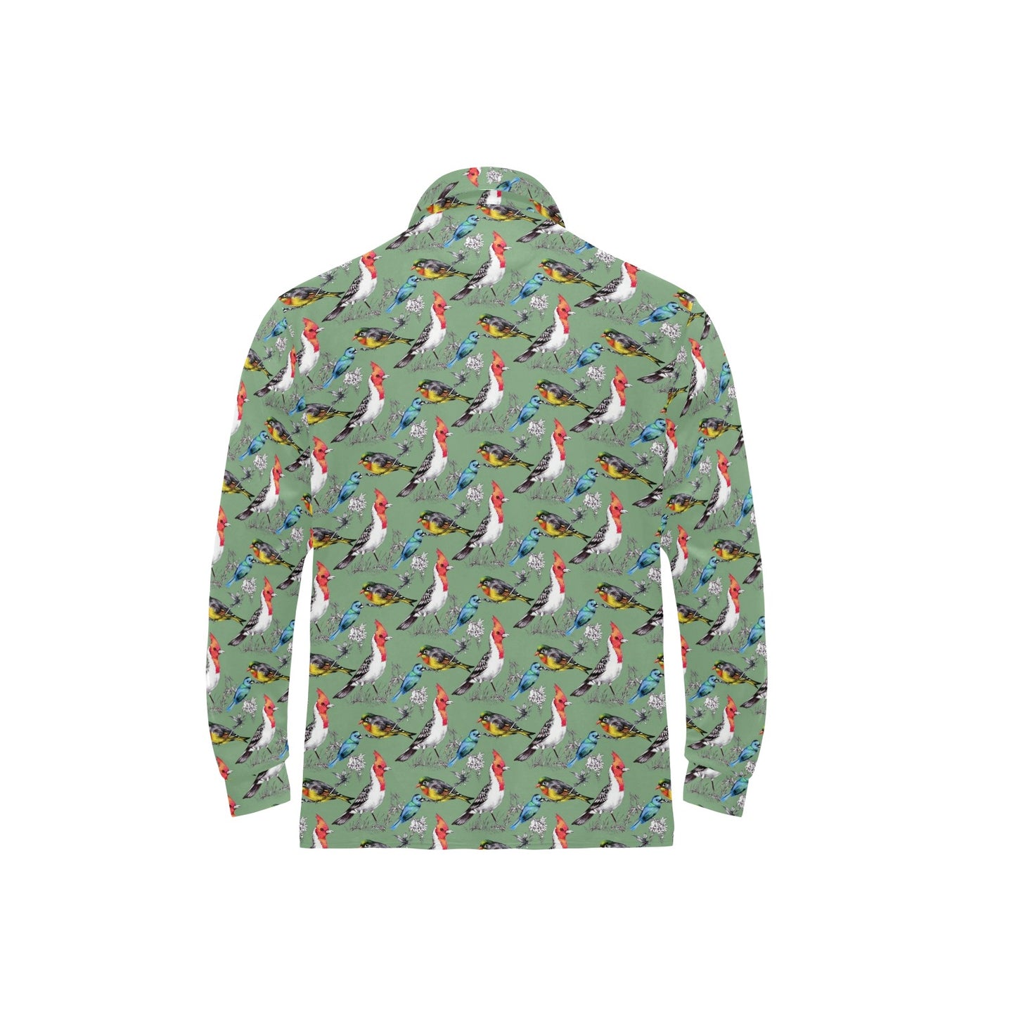Birds Pattern Print Design 07 Long Sleeve Polo Shirt For Men's