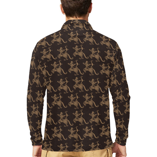 Sagittarius Print Design LKS301 Long Sleeve Polo Shirt For Men's