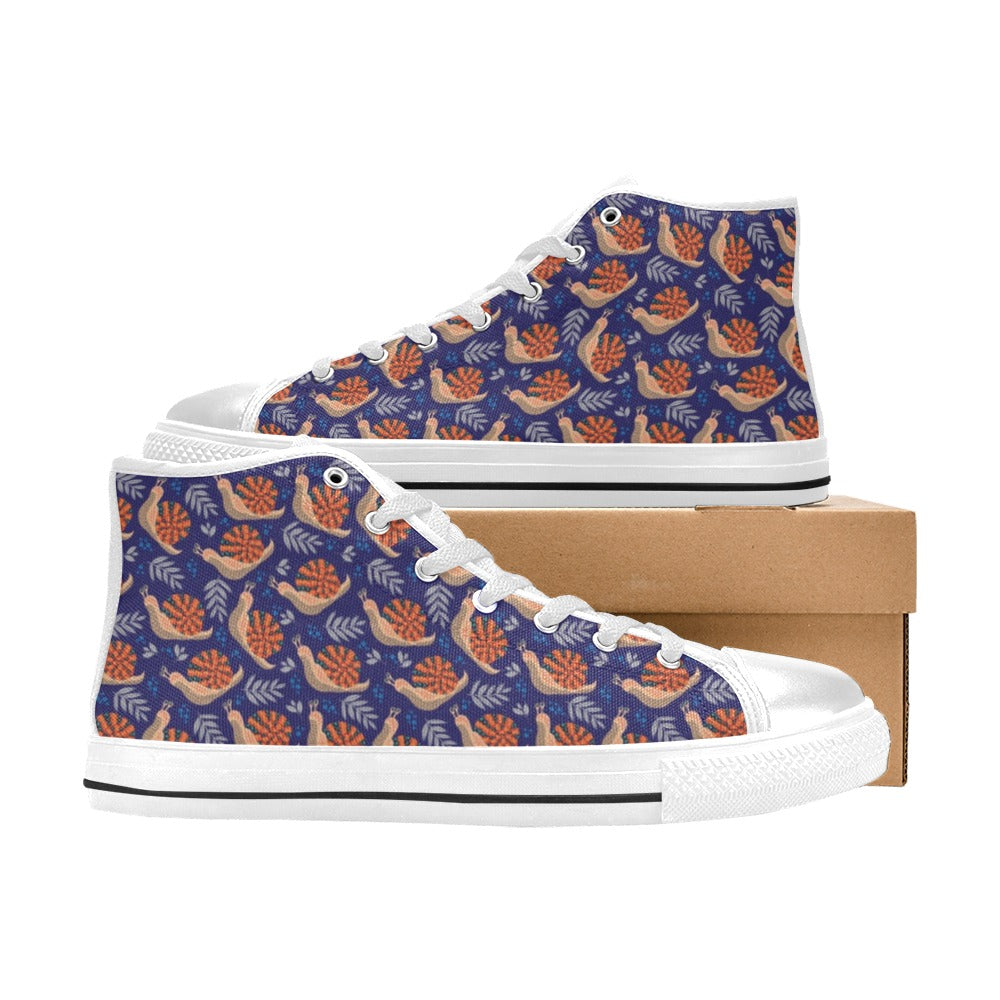 Snail Print Design LKS401 Men's High Top Canvas Shoes