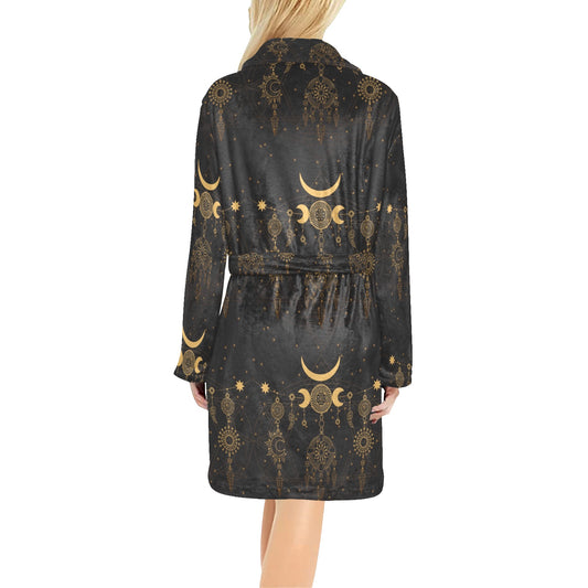 Sun Moon Boho Style Women's Fleece Robe
