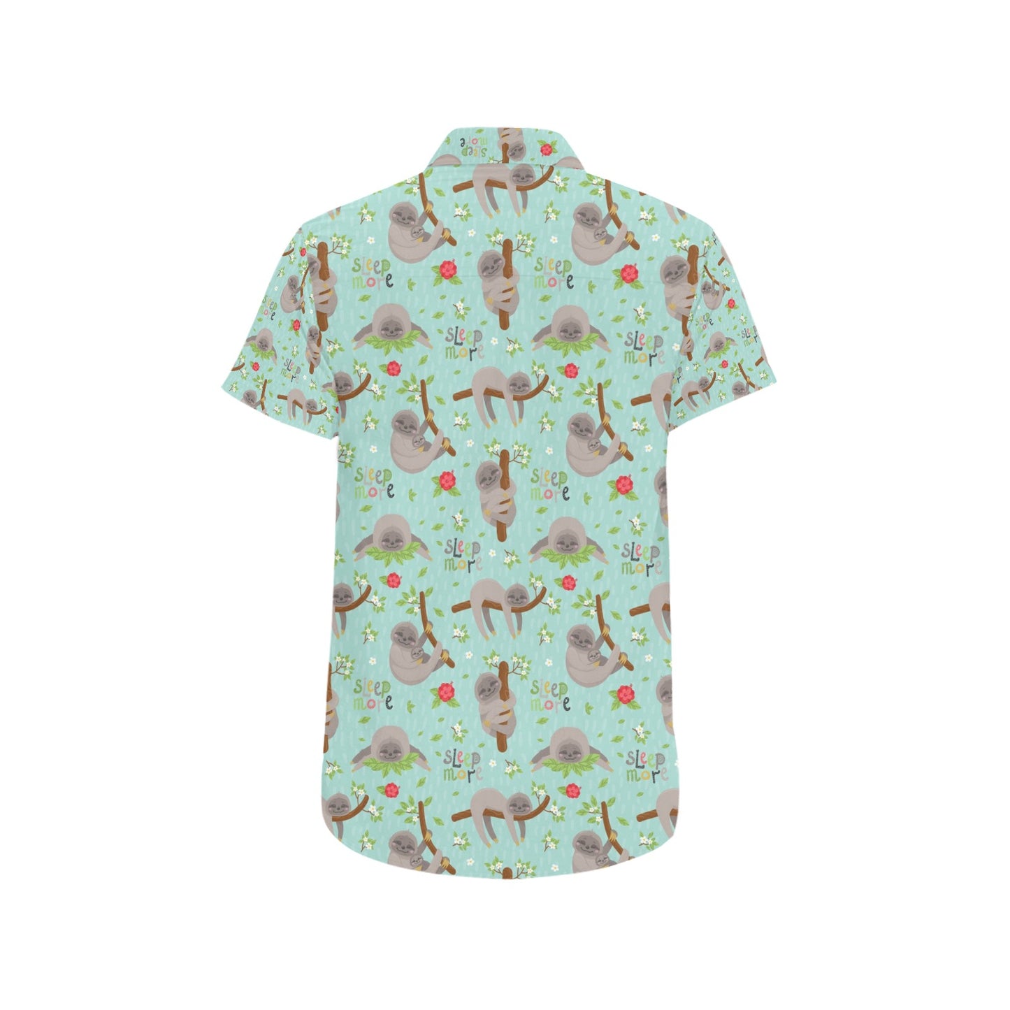 Sloth Print Design LKS305 Men Short Sleeve Button Up Shirt