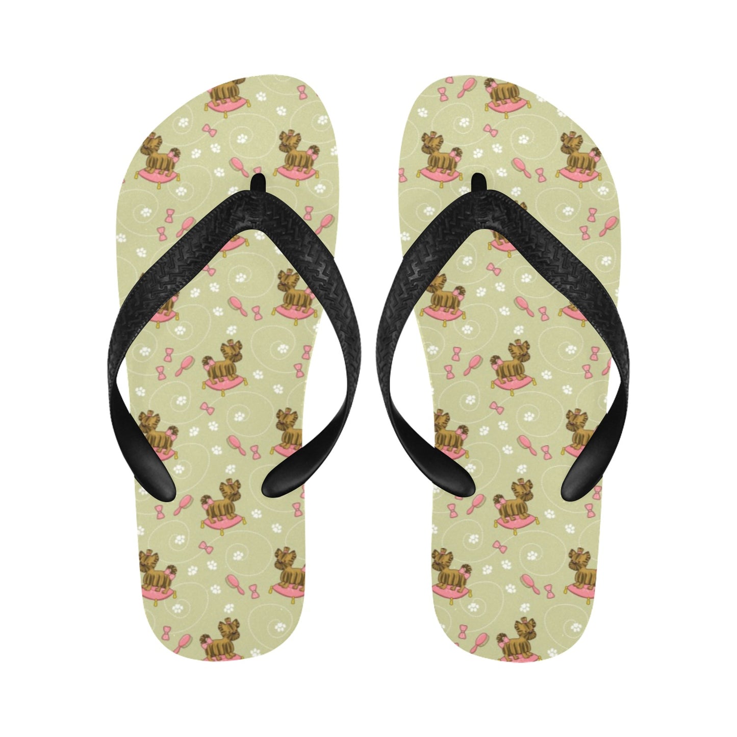 Yorkshire Cute Terriers Print Design LKS301 Flip Flops
