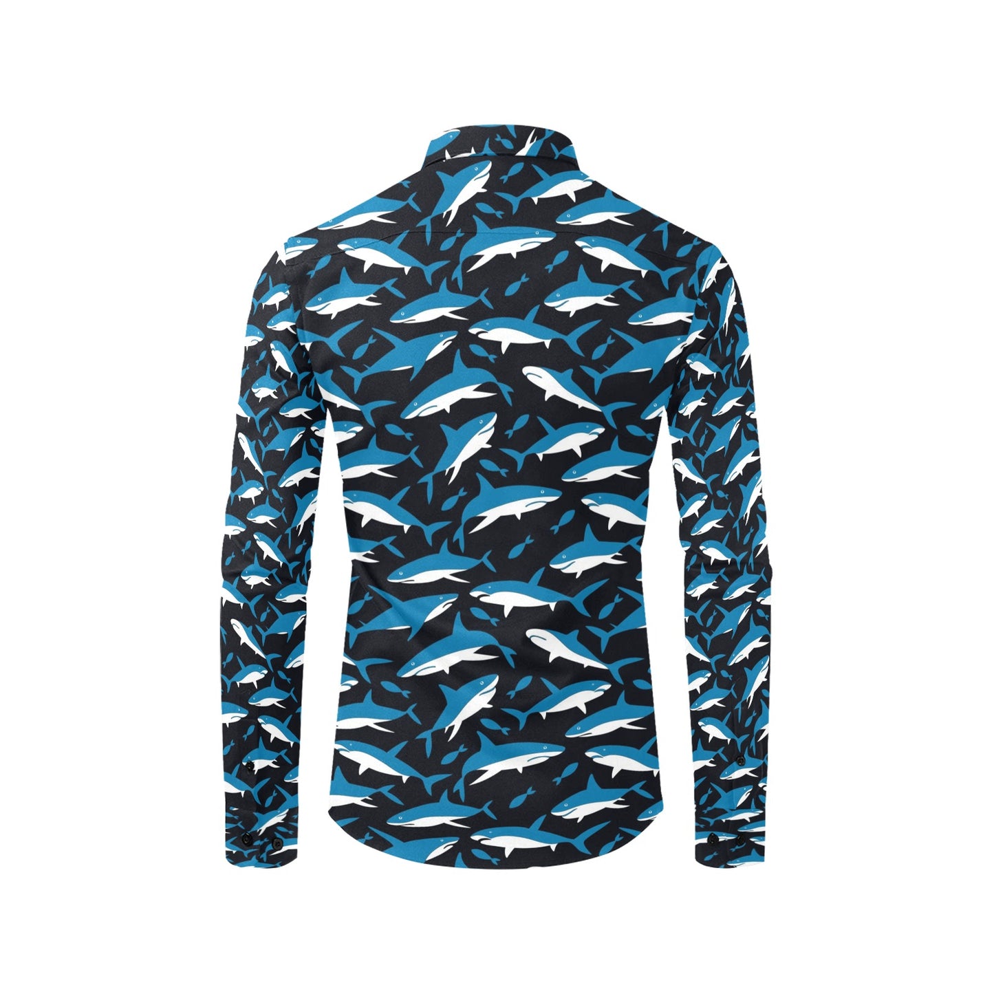 Shark Print Design LKS303 Men's Long Sleeve Dress Shirt