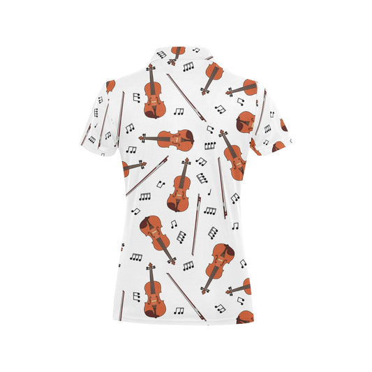 Violin Pattern Print Design 02 Women's Polo Shirt