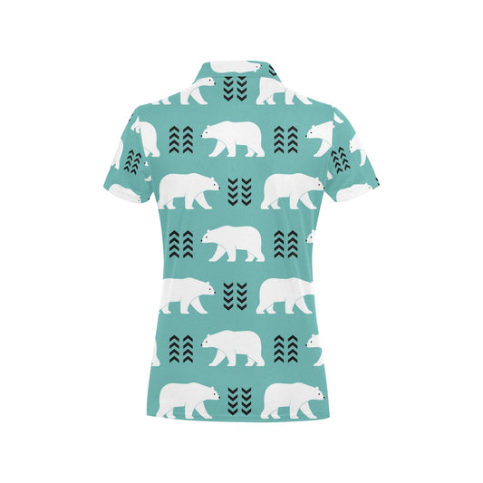 Polar Bear Pattern Print Design A05 Women's Polo Shirt
