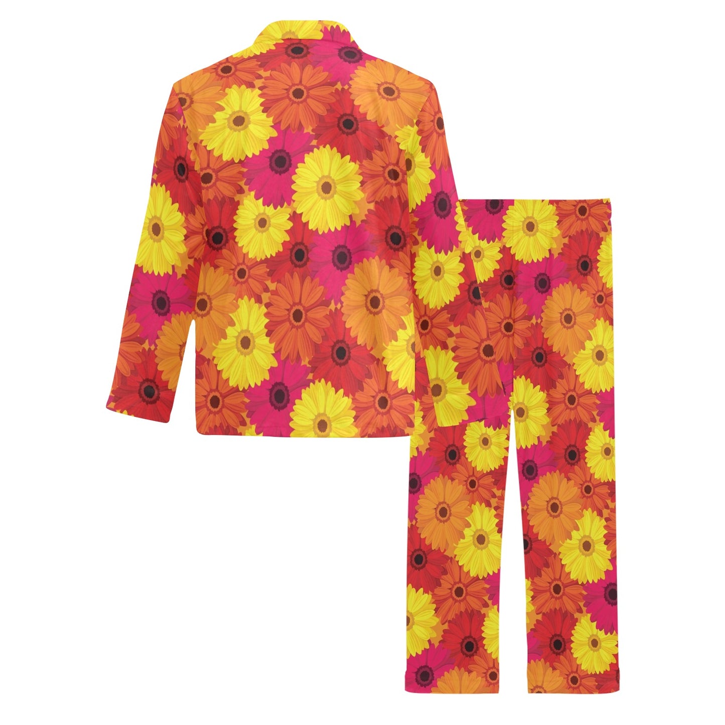 Gerberas Pattern Print Design GB05 Men's Long Pajama Set