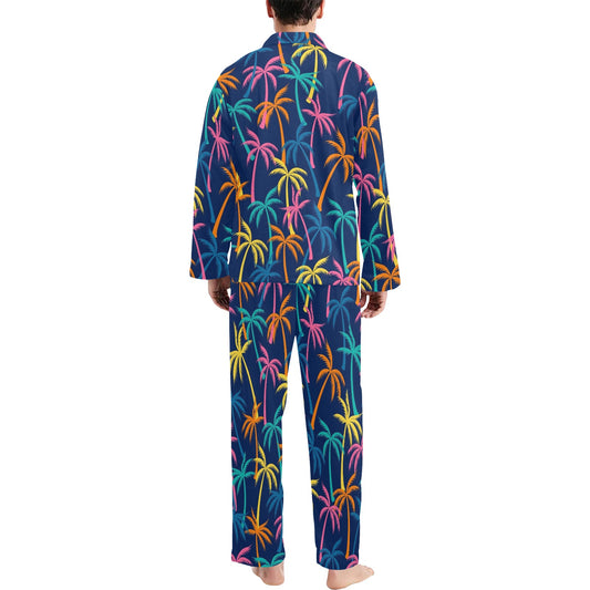 Palm Tree Pattern Print Design PT013 Men's Long Pajama Set