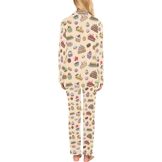 Cake Pattern Print Design 03 Women's Long Pajama Set