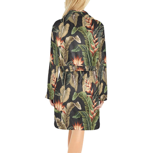 Tropical Flower Pattern Print Design TF014 Women's Fleece Robe