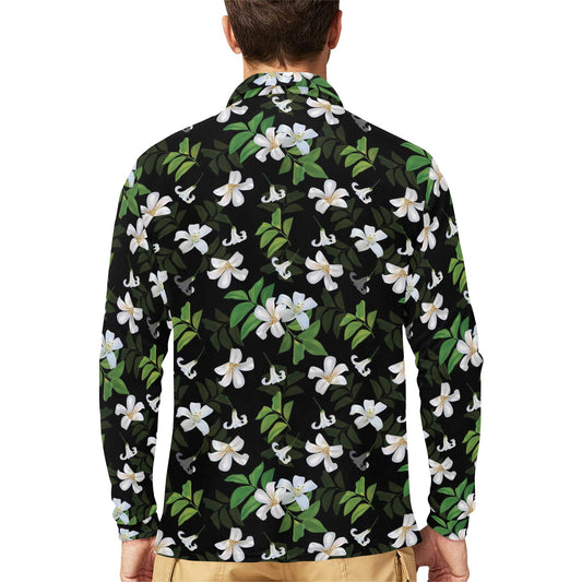 Sampaguita Print Design LKS301 Long Sleeve Polo Shirt For Men's