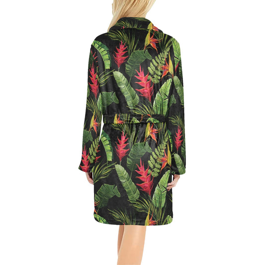 Bird Of Paradise Pattern Print Design BOP010 Women's Fleece Robe