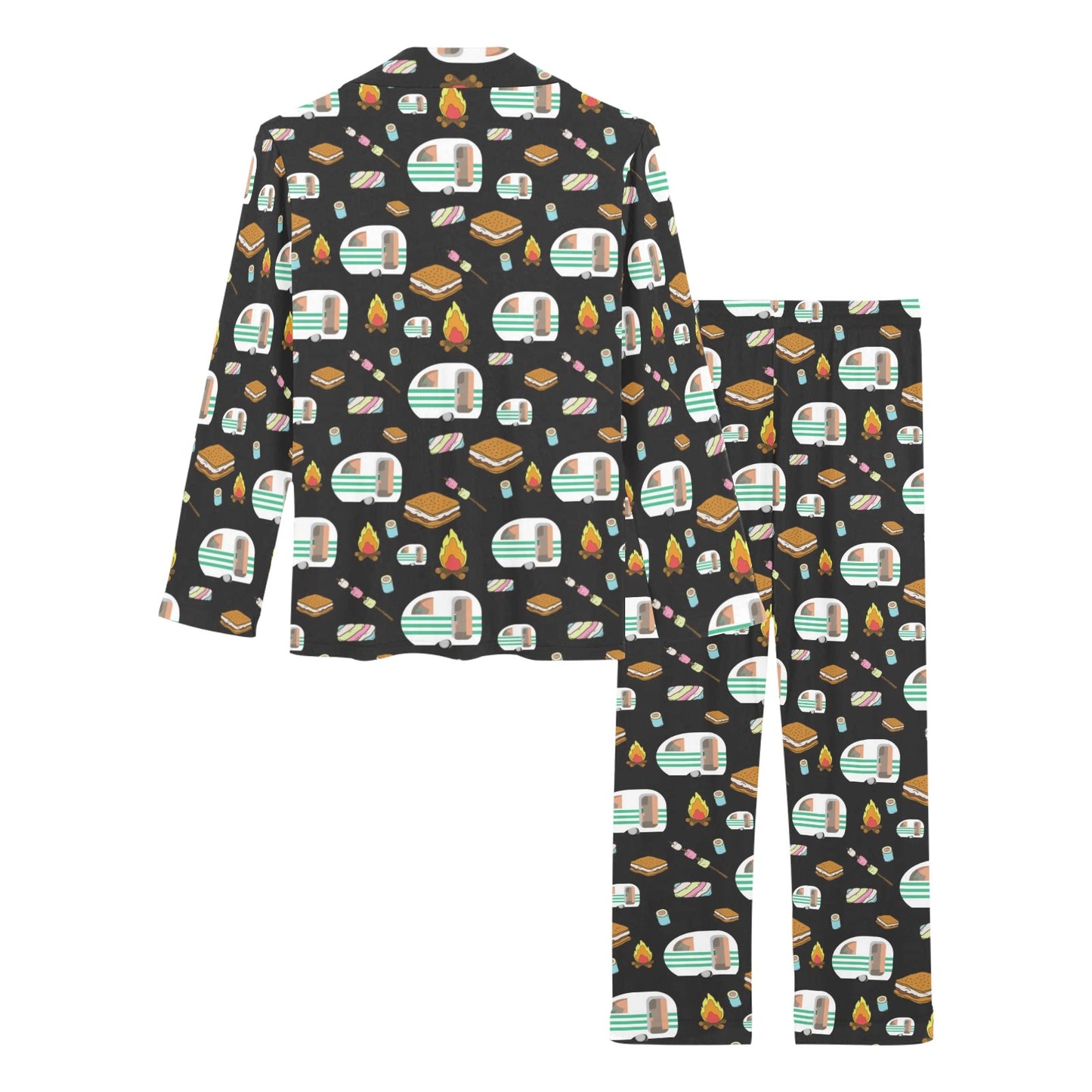 Camper marshmallow Camping Design Print Women's Long Pajama Set