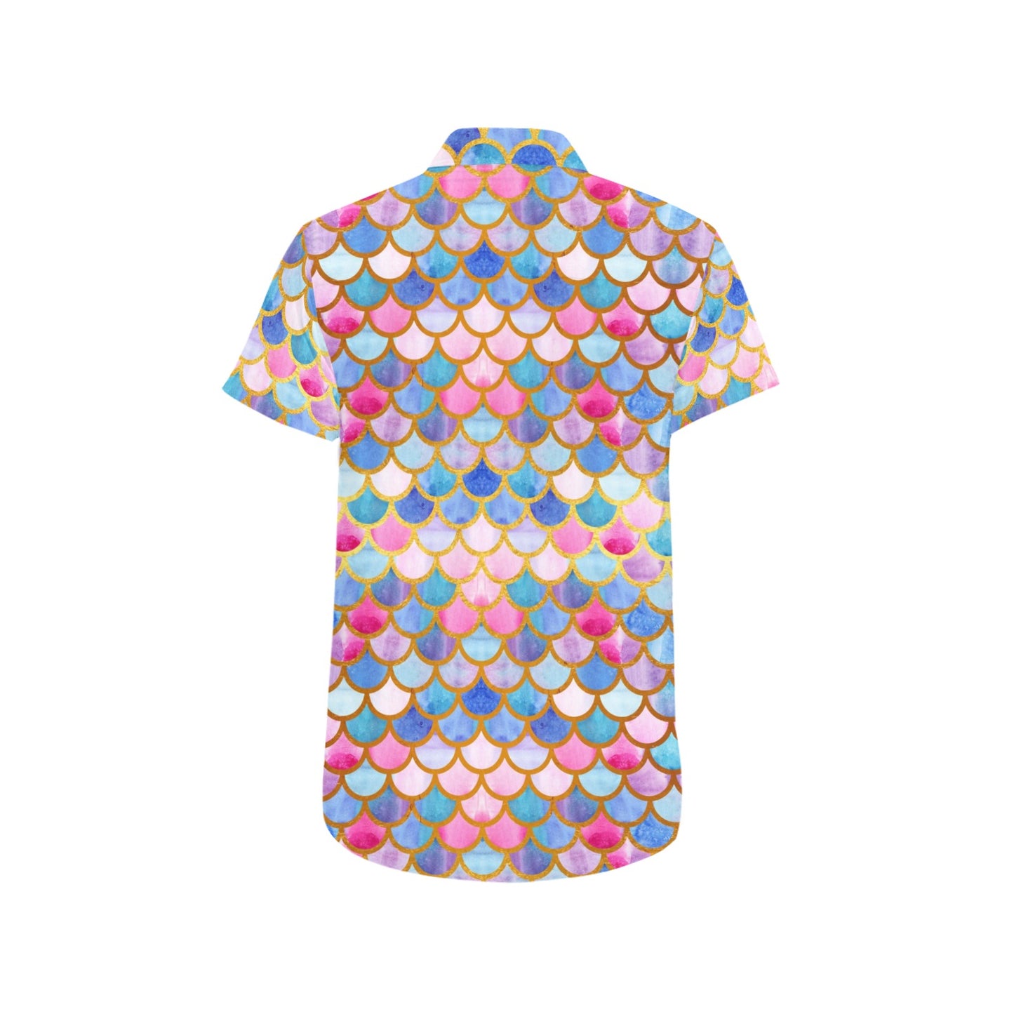 Scales Print Design LKS401 Men Short Sleeve Button Up Shirt