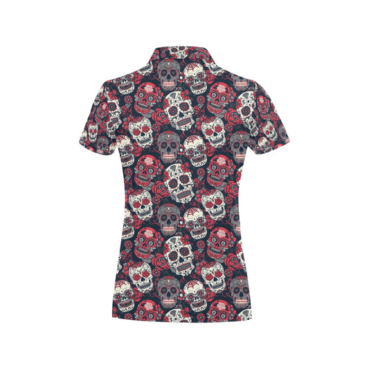Sugar Skull Print Design LKS303 Women's Polo Shirt