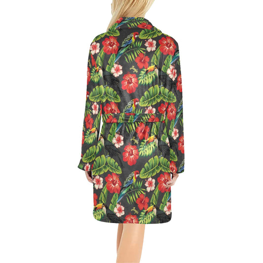 Tropical Flower Pattern Print Design TF04 Women's Fleece Robe