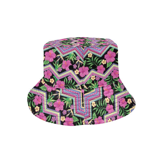 Hibiscus Pink Zigzag Line Pattern Design LKS307 Unisex Bucket Hat