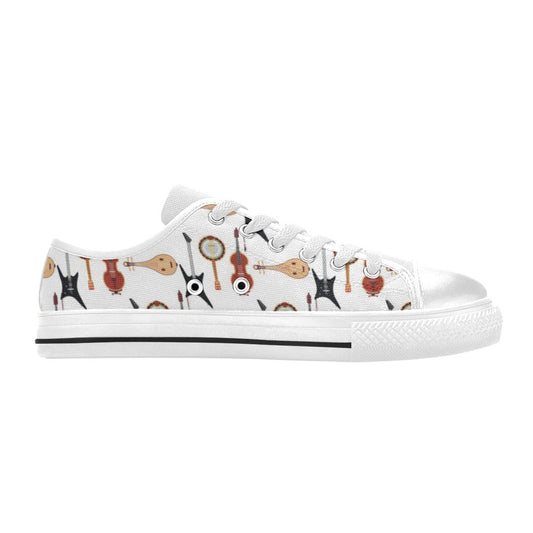 Banjo Print Design LKS403 Women's White Low Top Shoes