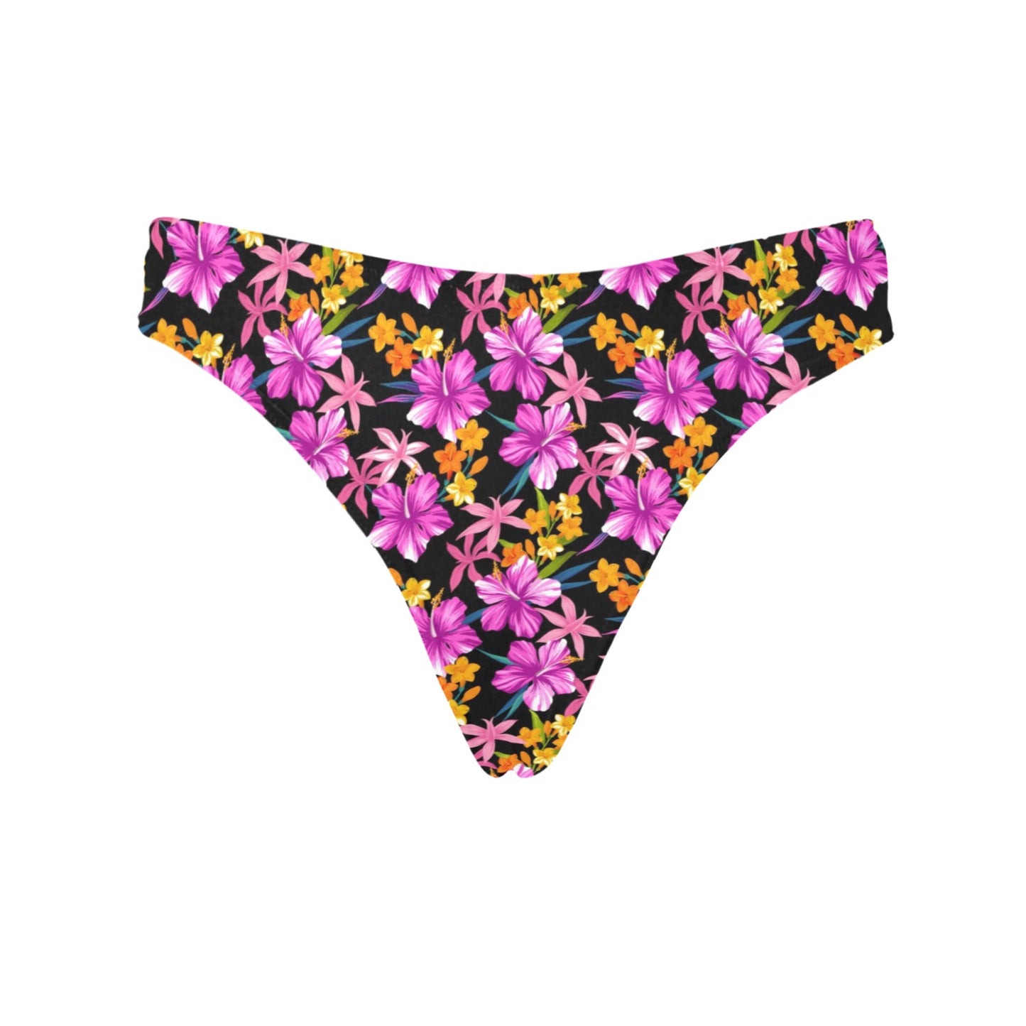 Tropical Folower Pink Hibiscus Print Women's Thongs