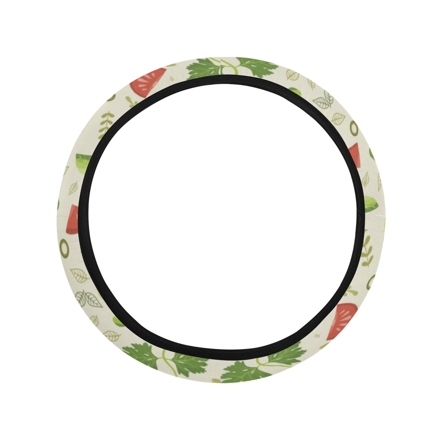 Salad Vegetable Print Design LKS302 Steering Wheel Cover with Elastic Edge