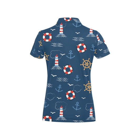 Nautical Pattern Print Design A06 Women's Polo Shirt