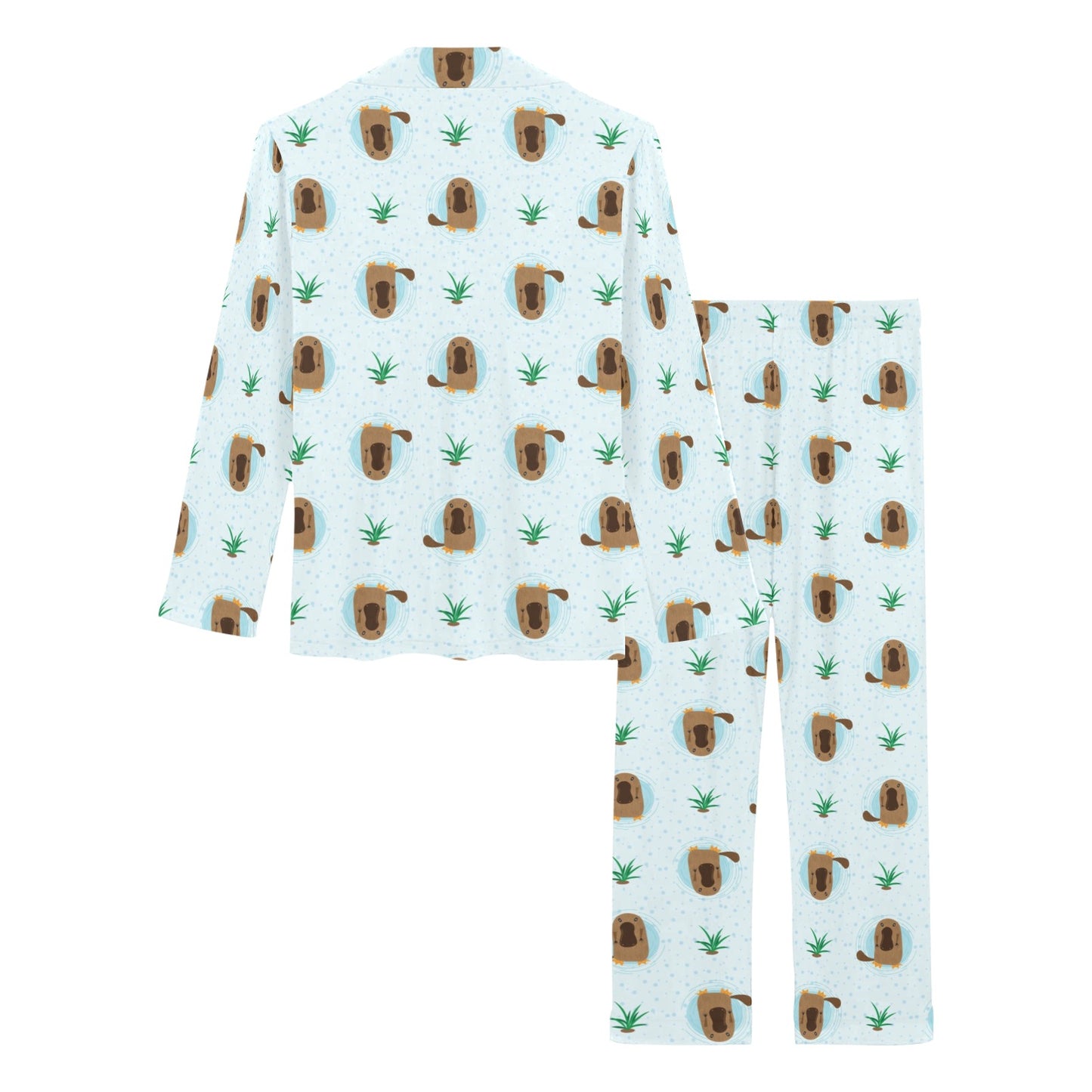 Platypus Pattern Print Design A04 Women's Long Pajama Set