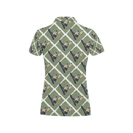 Snowboard Man Print Design LKS302 Women's Polo Shirt
