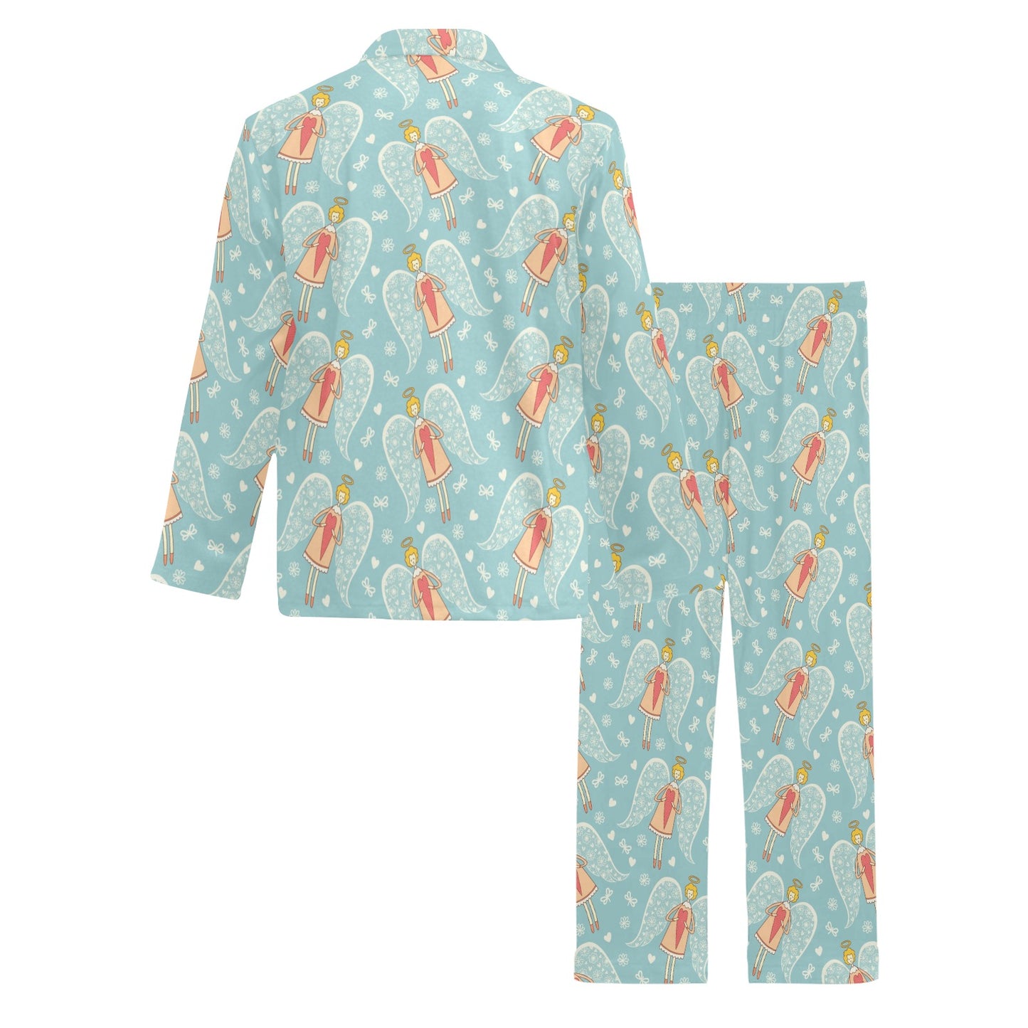 Angel Pattern Print Design 01 Men's Long Pajama Set
