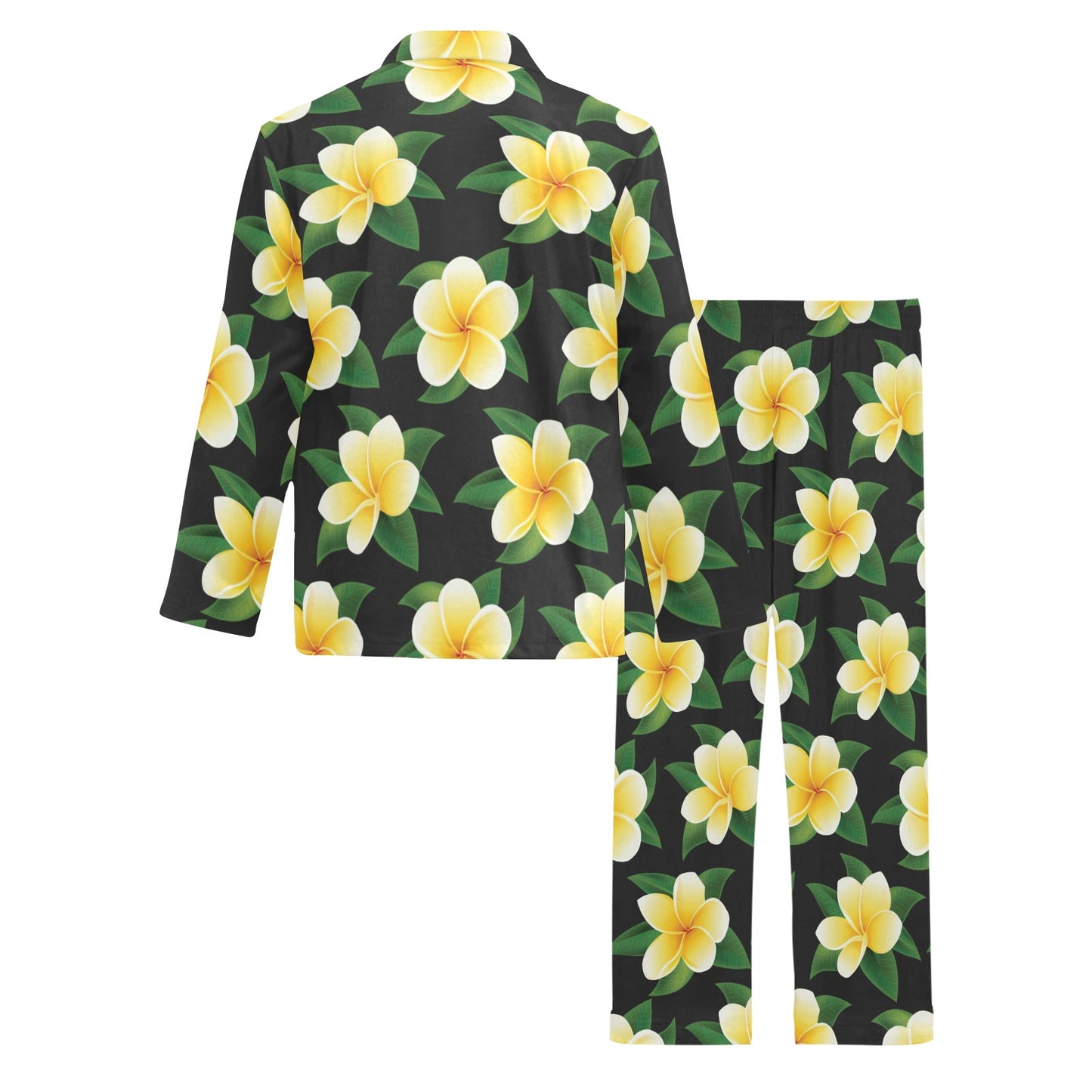 Plumeria Pattern Print Design A03 Men's Long Pajama Set