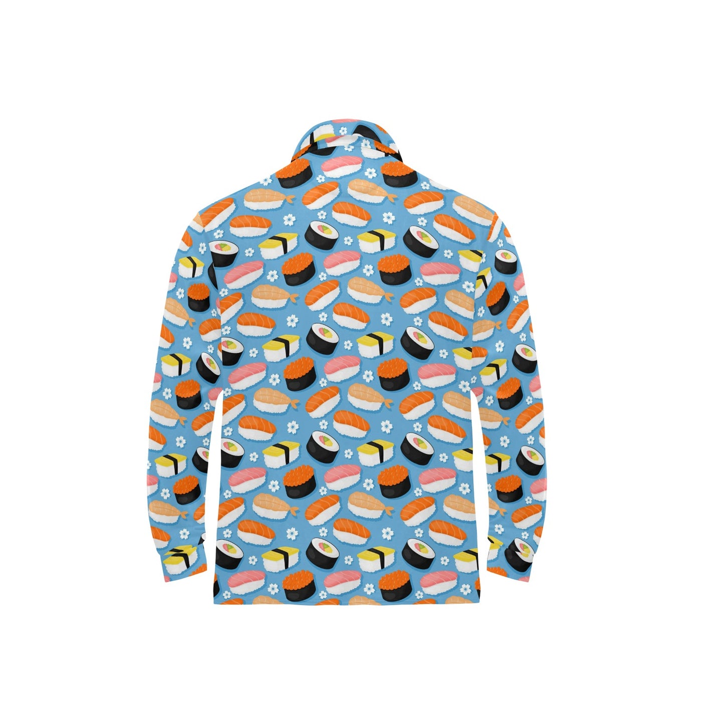 Sushi Print Design LKS304 Long Sleeve Polo Shirt For Men's