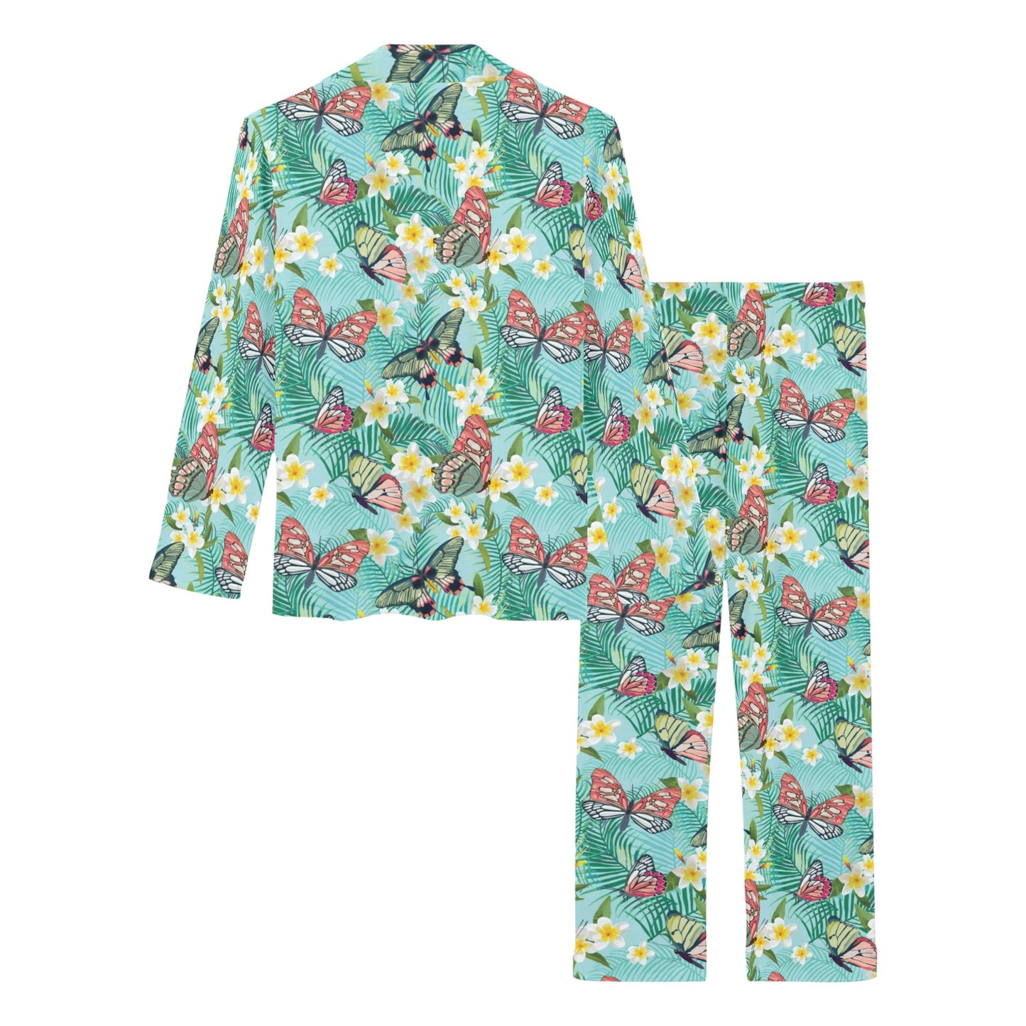 Butterfly Pattern Print Design 09 Women's Long Pajama Set