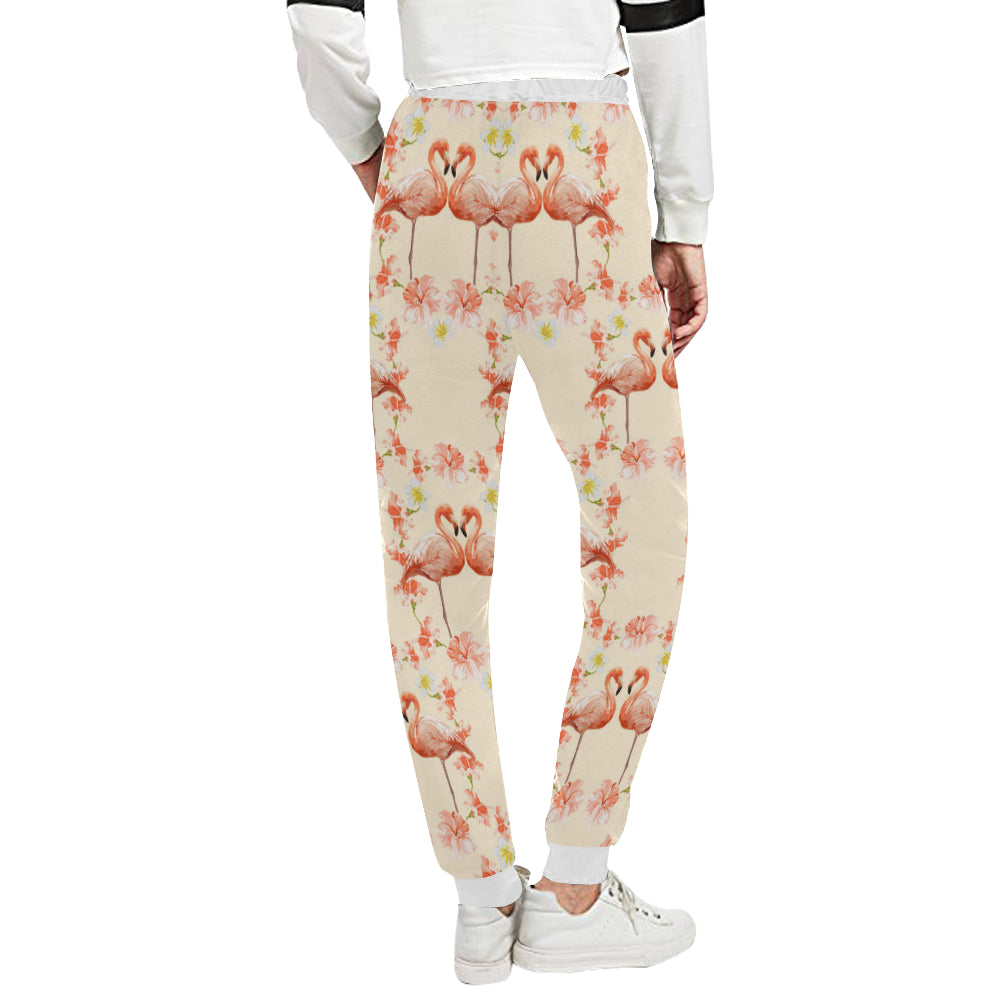 Flamingo Hibiscus Print Pattern Unisex Sweatpants