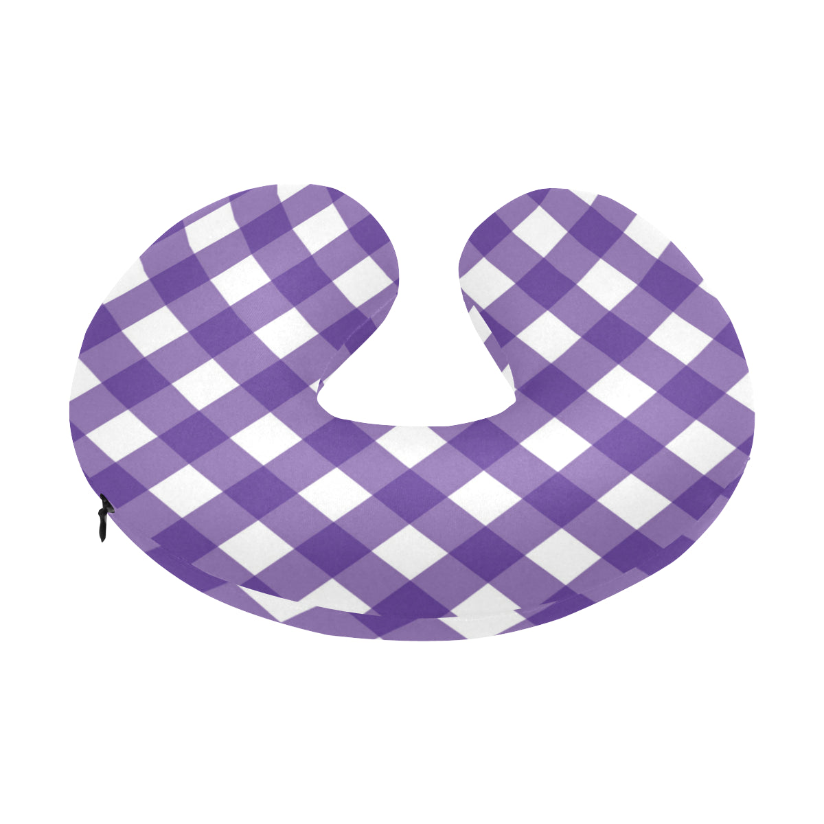Gingham Purple Pattern Print Design 03 U-Shaped Travel Neck Pillow