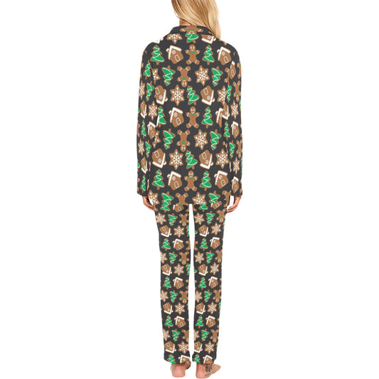 Gingerbread Pattern Print Design 02 Women's Long Pajama Set