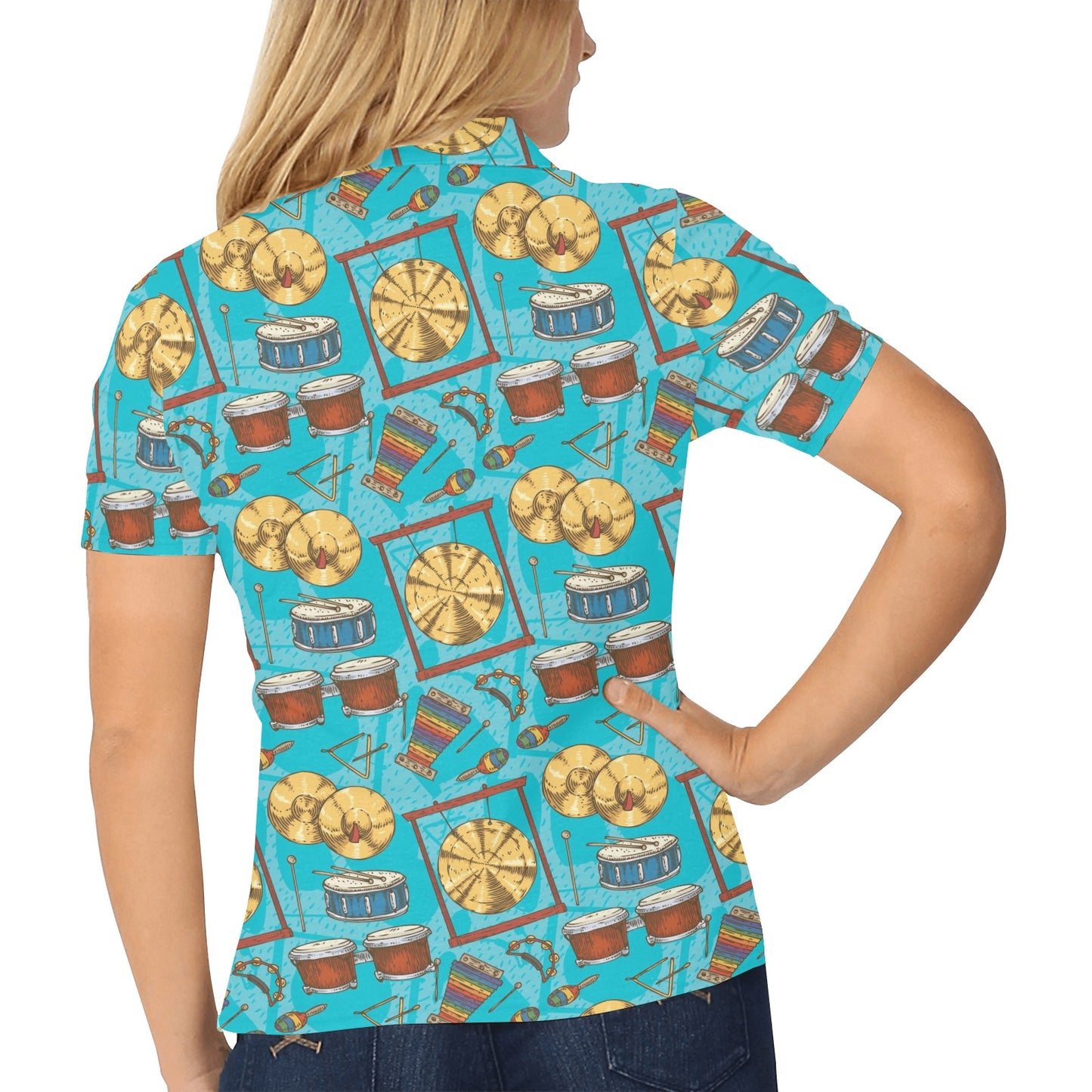 Percussion Pattern Print Design 03 Women's Polo Shirt