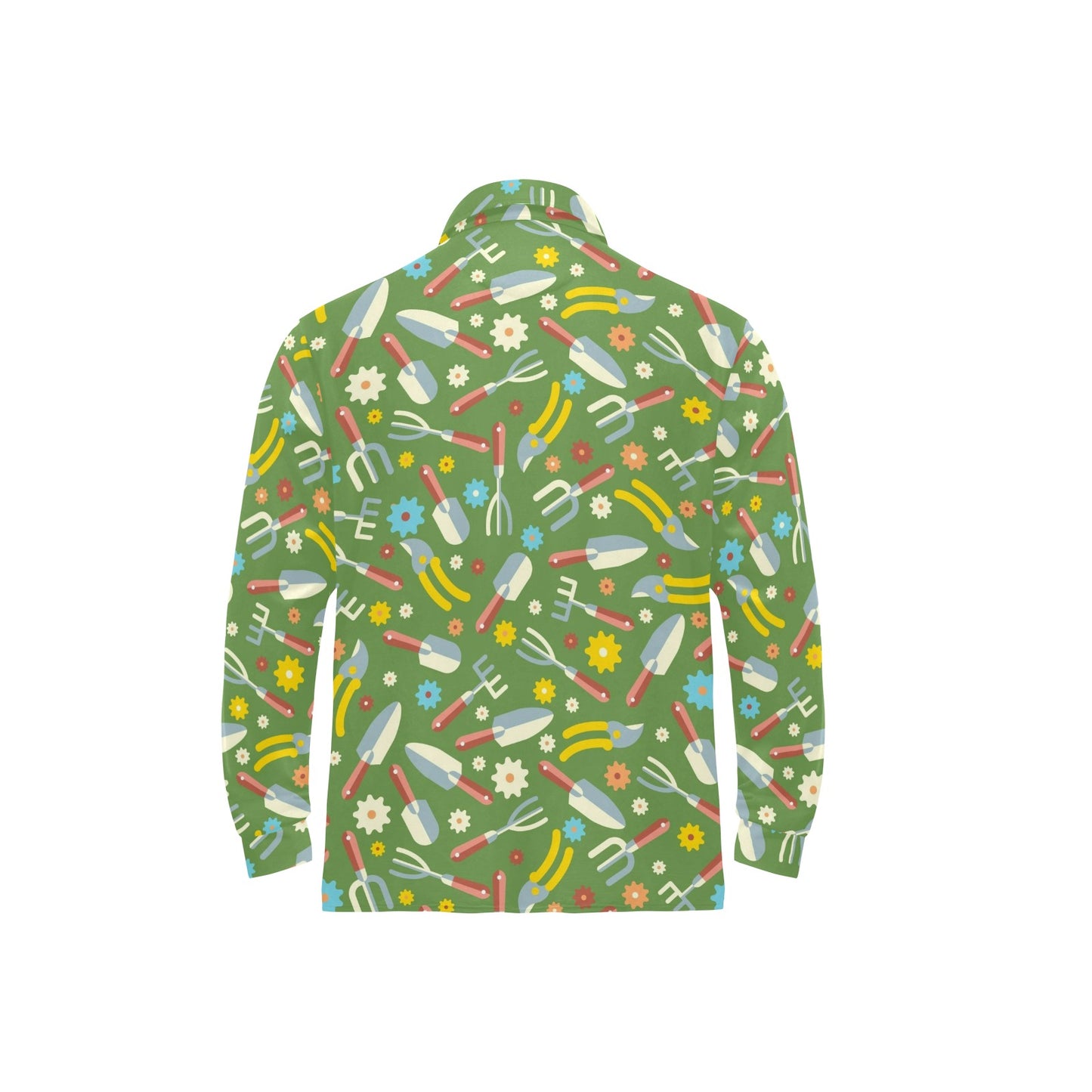 Gardening Pattern Print Design G06 Long Sleeve Polo Shirt For Men's