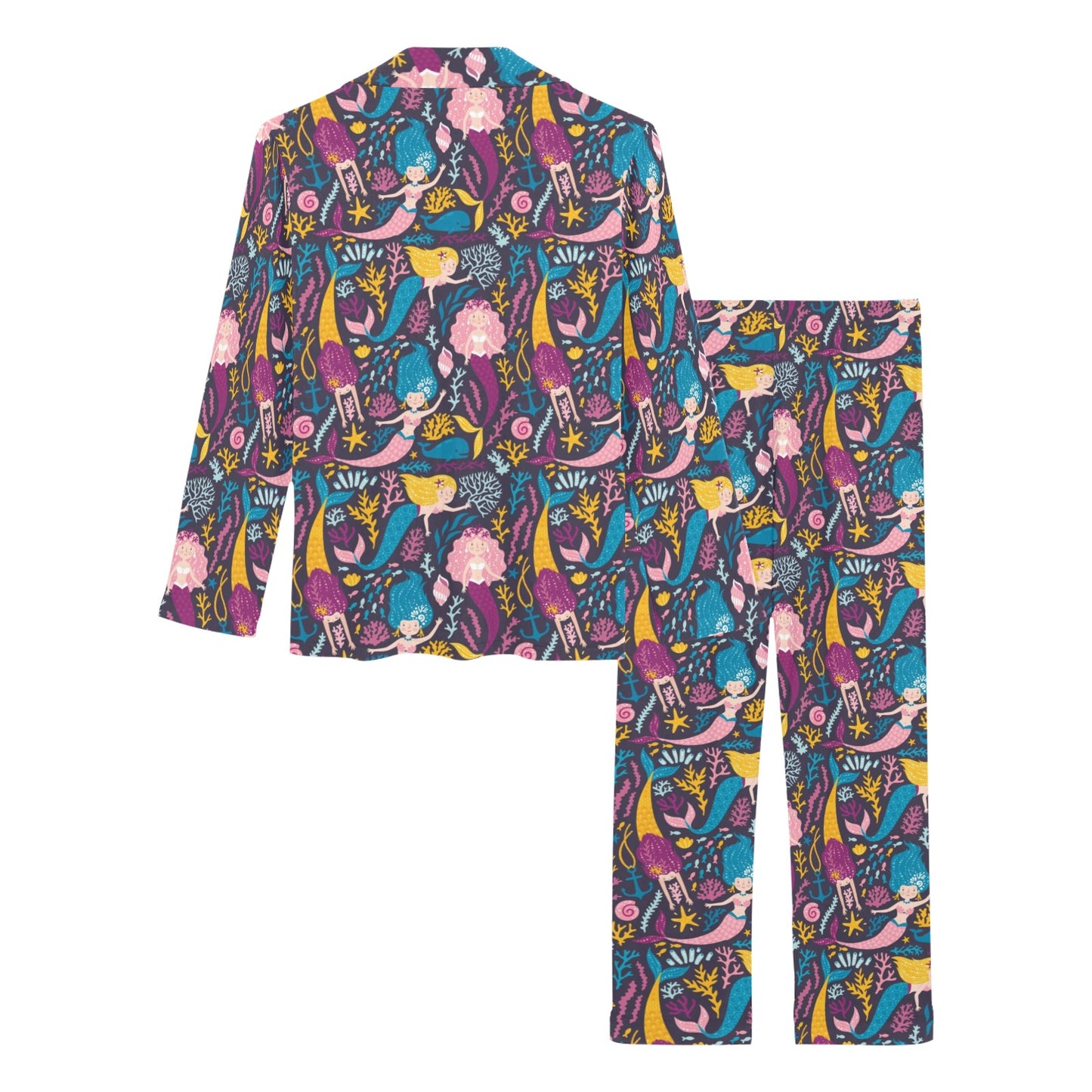 Mermaid Pattern Print Design 08 Women's Long Pajama Set
