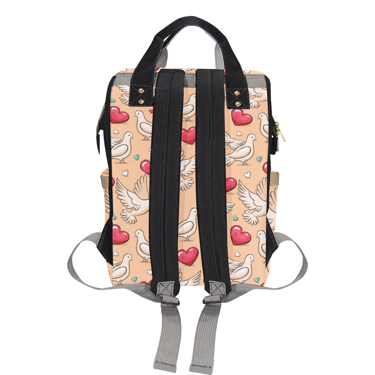 Pigeon Heart Pattern Print Design 04 Diaper Bag Backpack