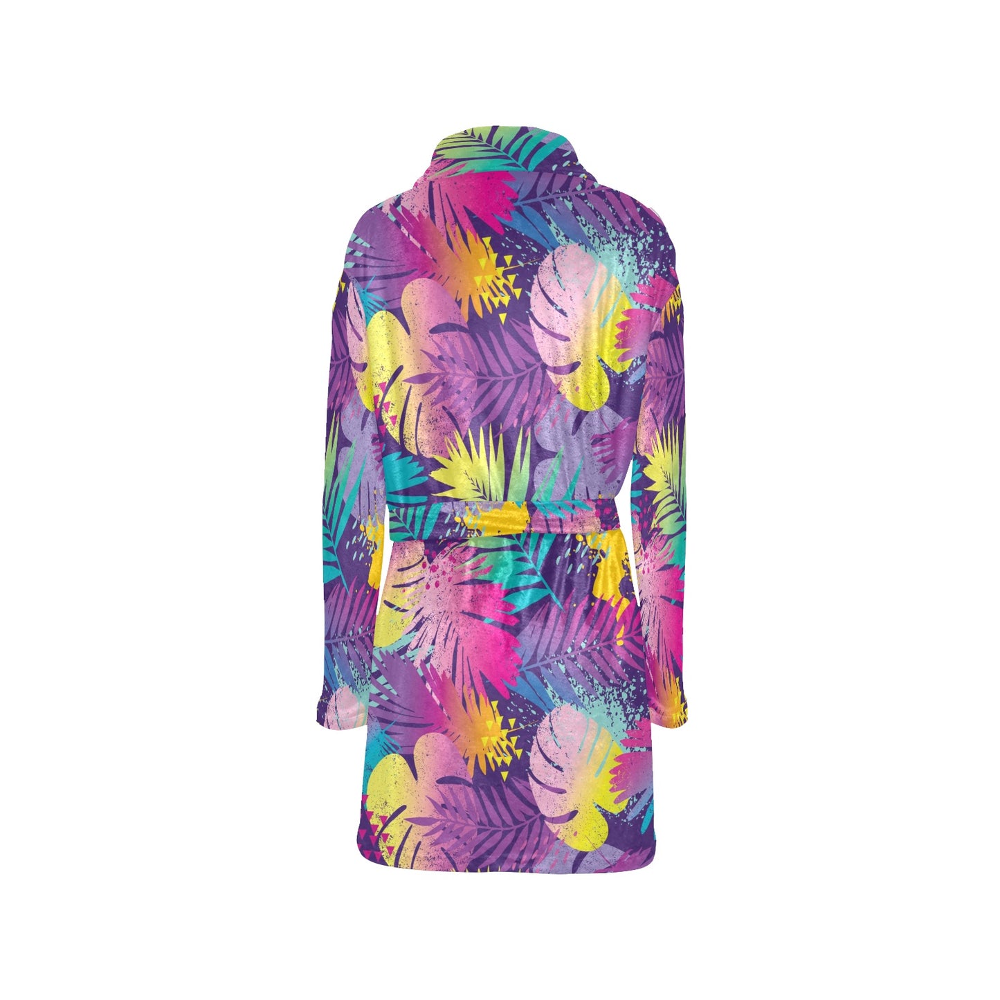 Palm Leaf Pattern Print Design A04 Women's Fleece Robe