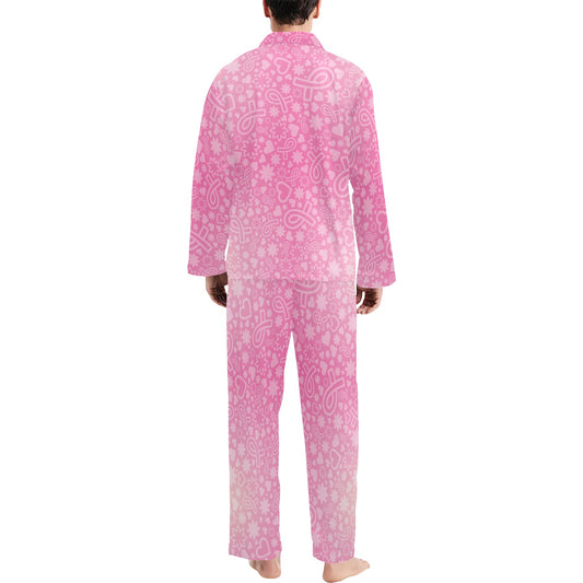 Breast cancer Pattern Print Design 02 Men's Long Pajama Set