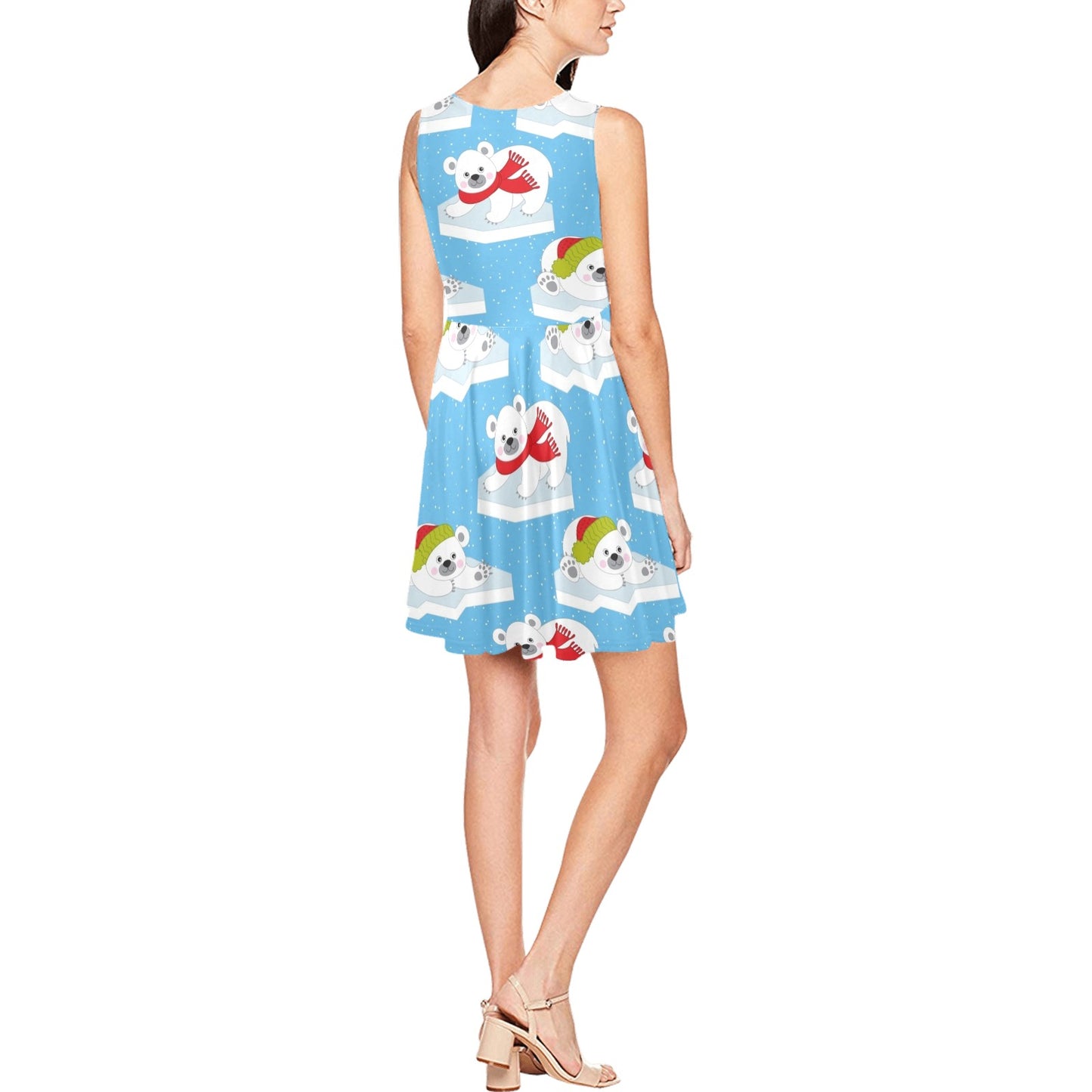 Polar Bear Pattern Print Design PB06 Sleeveless Dress