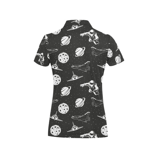 Space Astronauts Print Women's Polo Shirt