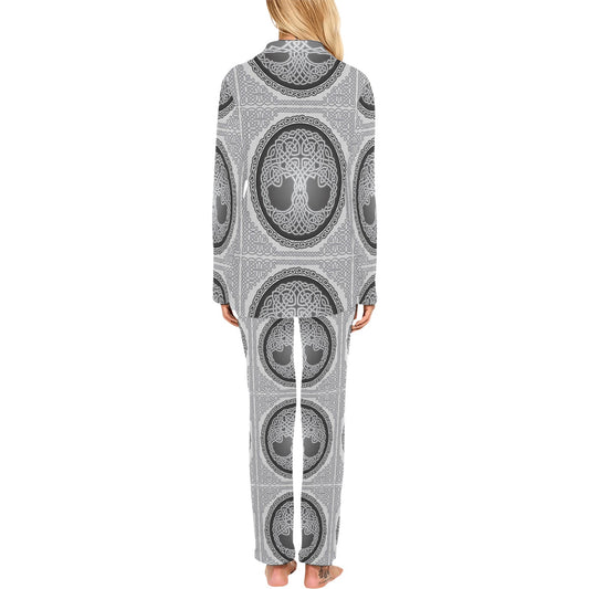 Celtic Tree of life Print Women's Long Pajama Set